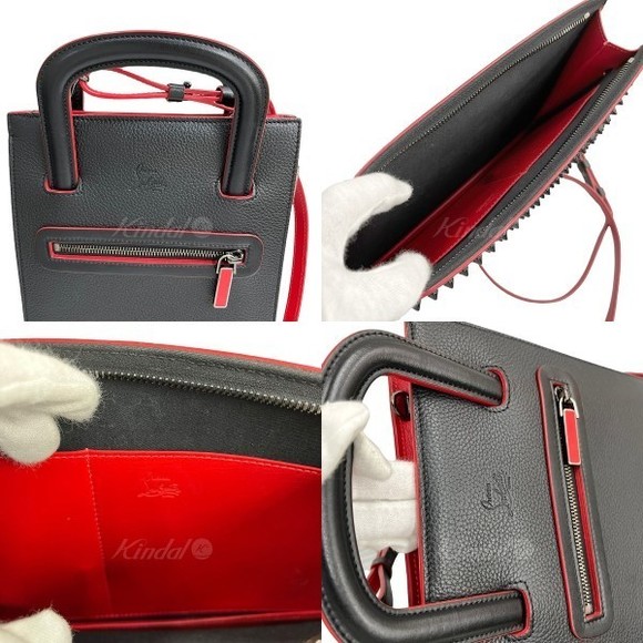 Christian Louboutin Trick Track 3way Studded Leather Clutch Bag Black - Picture 3 of 8